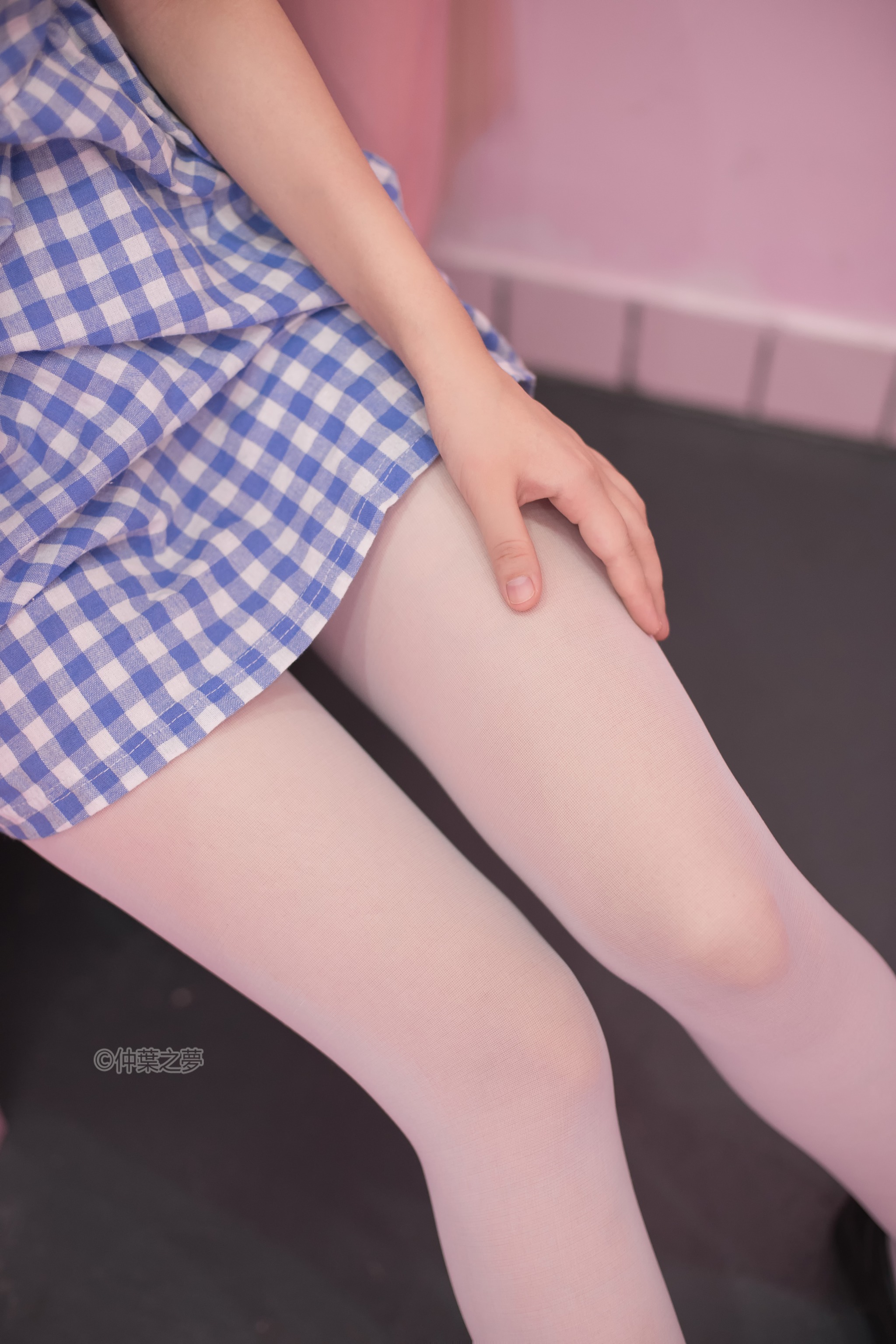 图片[1]-轻兰映画_SPL.010 蓝白格子连衣裙 [115P]-XikXak
